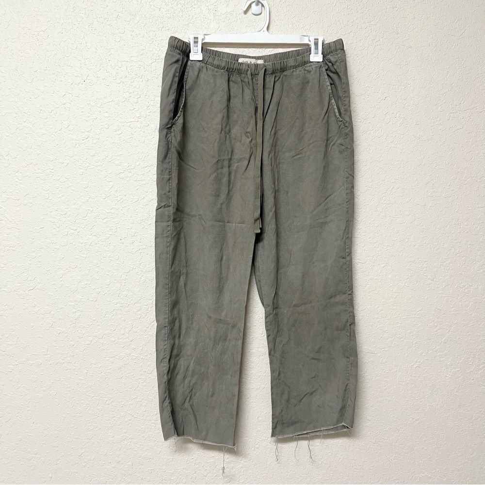 Cloth & Stone Size M Tencel Lyocell Green Drawstring Pull On Pants Cropped